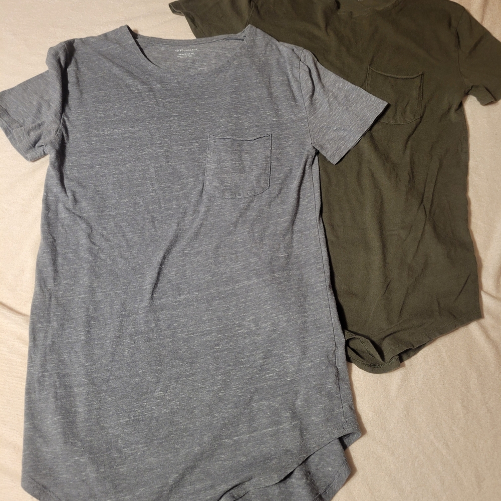 Men's Gray and Olive Short Sleeve Tees